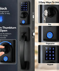 Real Deal Dual Door Smart Lock Kit With Fingerprint Reader And Touchscreen Keypad Keyless Entry For Home Security featuring options to unlock.