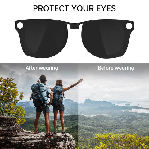 Polarized Clip Ons For Ray Ban Meta Wayfarer Gen 1 And Gen 2 Large 53 22 Sunglasses Discoloration Clips Protect Your Eyes Cool On Fleek And Fly Yellow with before and after view.