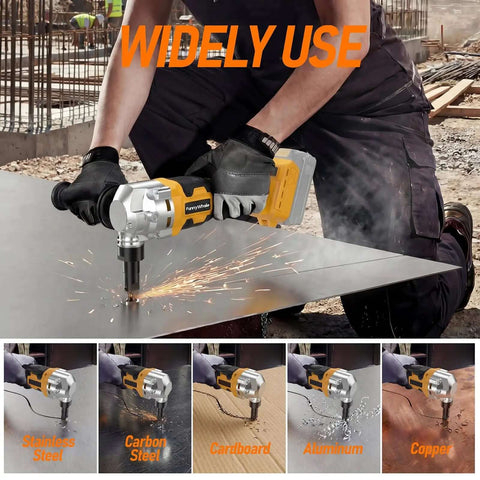 Cordless Metal Nibbler Powered By 20V Max Batteries, cutting sheet metal, with assist handle, brushless motor, widely used in various materials