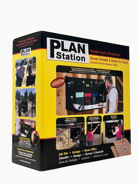 Box packaging of Heavy Duty Portable Standing Desk Workstation For Jobsite And Garage Use Folds Flat For Easy Storage Adjustable Height Hanging Work Surface Black Finish Perfect For Shop Or Office