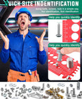 Quick Bolt Sizer Tool for Nuts and Bolts, Metric and SAE Gauge in use, showing bolt size identification, with various hardware items.