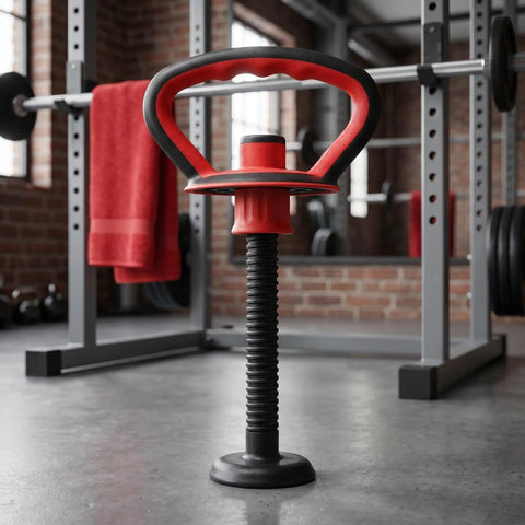 Adjustable Kettlebell Handle Grip For Dumbbells Easy Quick Assembly Home Gym Gear displayed in a home gym setting.