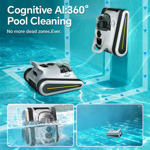 Cordless Robotic Pool Cleaner for Inground and Above Ground Pools with 180W Brushless Motor 3 Hour Runtime Wall Climbing