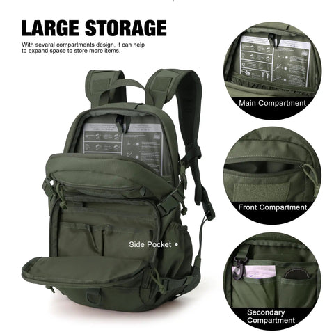 Compact Tactical Backpack 15L With MOLLE For Hiking And Cycling Built To Last Everyday Carry Go To Daypack pockets and compartments