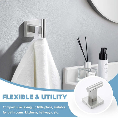 Brushed Nickel 4 Piece Bathroom Hardware Set In 304 Stainless Steel Wall Mounted Accessories Robe Hook Toilet Paper Holder Hand Towel Holder Towel Bar For A Sleek No Fuss Bathroom Upgrade