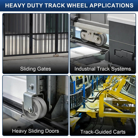 Applications for Tough As Nails 5 Inch V Groove Steel Track Wheel: sliding gates, industrial tracks, heavy sliding doors, carts.