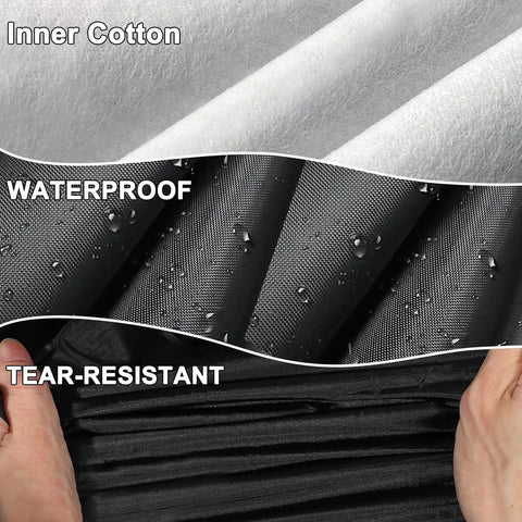 Close-up of inner cotton, waterproof, and tear-resistant layers of Dodge Ram 1500 Truck Bed Cover Waterproof For Quad Cab 6 Foot 4 Inch Bed Or Crew Cab 5 Foot 7 Inch Bed Outdoor Indoor UV Sun Rain Snow Wind Protection Fits 2009 To 2025.