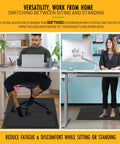 Individuals working at desks with Anti Fatigue Standing Desk Mat For Hardwood Floors With Cushioned Foam Foot Support 48 By 36 Inch Desk Chair Mat Scratch Resistant Waterproof Non Slip Surface Soft Ergonomic Cushion For Long Workdays underfoot.