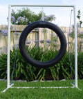 Adjustable Tire Jump For Dog Agility Training With One And A Quarter Inch Furniture Grade PVC Poles, 24 Inch Tire Diameter