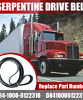 Top Grade Serpentine Drive Belt For Paccar Kenworth Peterbilt Trucks Replaces D84-1000-6122310 heavy duty rubber belt image.