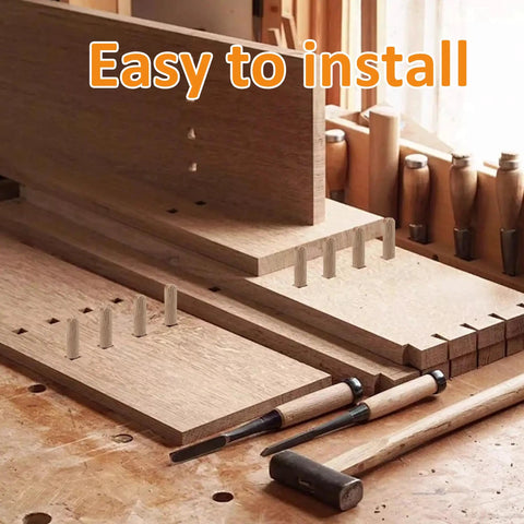 100 Pack Wooden Dowel Pins 8X30MM Hardwood Twist Groove Pegs With Tapered Ends Hella Strong Hardware in use for easy furniture joining.