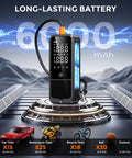 160 PSI Portable Tire Inflator With 6000mAh Battery, LED Light, Built In Tire Gauge And Cordless Design For Cars And Bikes
