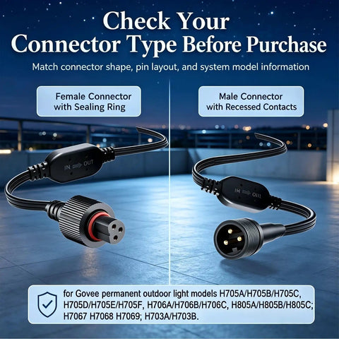 Hella Durable 32 Ft Extension Cable With Pro Voltage Booster For Permanent Outdoor Led Lighting Setup No More Flickery Strings connectors with sealing ring and recessed contacts.
