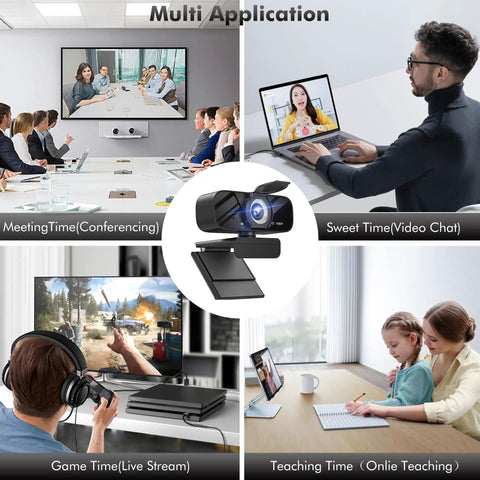Straight Fire 1080P Full Hd Webcam With Built In Noise Cancellation Mic And Wide Angle Lens Auto Light Boost for video conferencing and gaming.