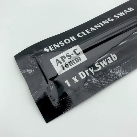 APS-C sensor cleaning swabs 16mm in black sealed pouch, 1× dry swab for DSLR/SLR cameras