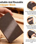 Reusable sandpaper block from 102 Pcs 40 To 800 Grit Angle Grinder Sanding Discs And Blocks 4 Inch set for polishing wood and metal.