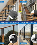 Heavy Duty Four Pack Deck Cable Railing Kit With 164 Foot Stainless Wire Rope installed on porch, deck, corridor, and balcony.