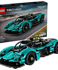 Box and assembled Aston Martin Valkyrie Dope Building Kit For Kids 9 Plus With Realistic Engine And Working Gears STEM Toy Car