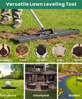 Heavy Duty Lawn Leveling Rake 30 By 10 Inches With 78 Inch Adjustable Stainless Steel Handle leveling soil on grass