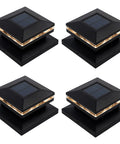 Set of four solar cap lights for fence deck or patio, warm white SMD LED lamps, weatherproof, fits 4x4, 5x5, or 6x6 wood posts
