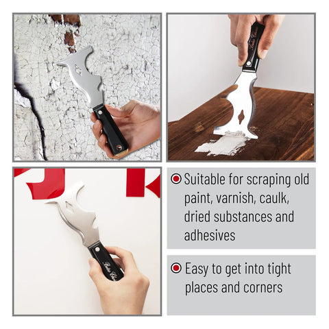 10 In 1 Painters Tool Scraper Knife For Paint Removal Putty Spackle Woodworking with rust resistant blade in use