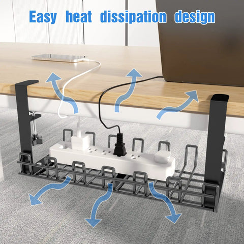 Under Desk Cable Management Tray With Clamp Mount Metal Wire Organizer Keeps Cables Tidy Without Drilling Easy No Tools