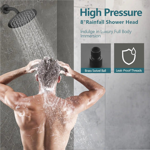 High Flow Eight Inch Matte Black Rain Shower Faucet And Tub Trim Kit With Round Rain Showerhead And Handle Fits Delta 13 Series Perfectly Smooth Diy Bathroom Upgrade Zero Tile Hassle Actual Game Changer For Home Reno