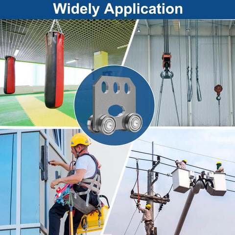 Two Pack Silent Four Wheel Beam Trolleys For Heavy Duty Hoist Installations Fits 1-5/8 Inch Wide Or Taller Strut Channel Durable Steel Construction With Top Push Technology For Easy Load Movement And Long Lasting Use in various industrial applications