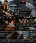 Damascus Steel Chef Knife With 7 Inch Blade And Full Tang A Beast Of A Meat Cutting Knife For Home Barbecue And Outdoor Cooking Razor Sharp Kitchen Tool Leather Sheath Included Perfect For BBQ Camping And Everyday Use slicing meat outdoors