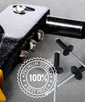 Black Aluminum Pop Rivets Kit 100 Pack 3/16 By 1 Inch Closed End Rivets With Large Head For DIY Projects and Industrial Use shown with tool