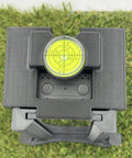 Top view of rugged ABS golf launch monitor case with leveling bubble, featuring rugged protective case for golf launch monitor.