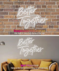 Better Together Neon Sign LED Light for Weddings and Home Bar Decor, USB Powered 16.7 by 13 Inch Warm White Glow, 3D Art Wall