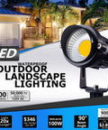 LED Outdoor Spotlight 12W Landscape Lighting 120V AC Waterproof Spot Lights With Spiked Stakes for Yard