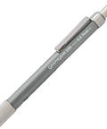 Graph Gear 500 Automatic Drafting Pencil 0.9mm with gray barrel and metallic mesh grip, side view of pencil.