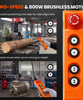 Lightweight Mini Electric Chain Hoist 1100 Lb Capacity With Two Speed Pendant Control in use lifting logs and motors.