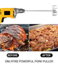 Hella Sharp Stainless Steel Meat Fork Pork Puller Tool With Upgraded Ultra Tough Tines for shredding pork roast and pulled meat.