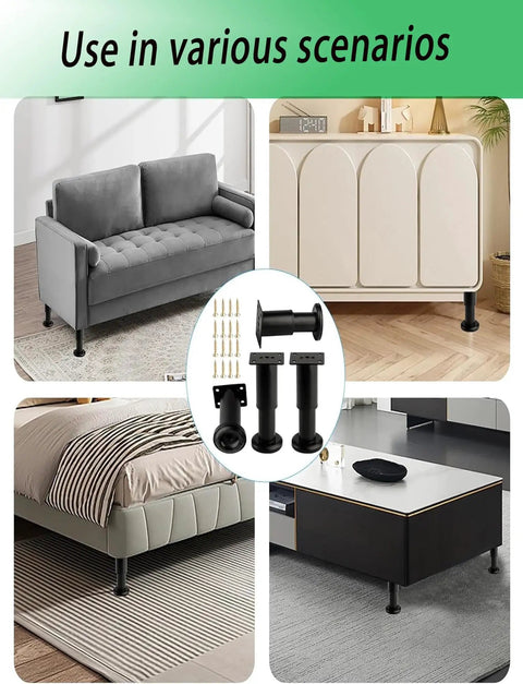 Adjustable Gold Furniture Leveling Feet With Universal Screwless Twist Design For Wobbly Tables Beds And Couches Hassle Free Zero Drilling Solid Floor Savers Quick Renter Upgrade 72 To 110 Cm Span in various furniture setups.