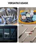 Transform Your Bench Grinder With These Heavy Duty 6 Inch Hard Felt Buff Wheels, A Rock Solid Pack Of Two Featuring Dense Wool And A Dead Easy Half Inch Arbor Adapter For Knockout Shines On Metal Glass And Knives. Collage of automotive, lapidary, glass, and stainless steel applications.