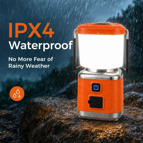 Rechargeable Camping Lantern With 1500 Lumen Brightness 3000mAh Battery 4 Modes And Stepless Dimming IPX4 Waterproof on wet rock