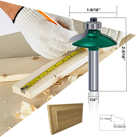 Five Piece Woodworking Router Bit Set With 1 Quarter Inch Shank For Cabinets, Doors, Frames And Molding, Razor Sharp Carbide Cutters For CNC Milling, A Breeze To Use On MDF, Solid Wood, Particle Board, And Plywood. 1/4-inch shank router bit for cabinet door edging