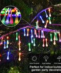 Water Drop Solar String Lights 2 Pack Outdoor Waterproof 41.6Ft Total Length 60 LED Teardrop Water Drop Lights Multicolor