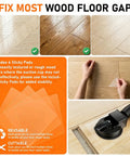 Floor Gap Fixer Tool For Quick Home Repair In Minutes Two Step Suction Cup System No Pro Needed With Five Sticky Pads For Textured Floors 110 Lb Impact Resistant Plank Puller For Smooth Wood Tile And Hardwood Surfaces shown with sticky pads and suction cup in action on wood floor