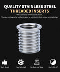 M12X1.75 Thread Repair Kit With Stainless Steel Inserts Drill Tap Counterbore And Install Driver 10 Pcs M12 Thread Inserts For Damaged Threads Pro Grade Heavy Duty DIY Tool Set In Custom EVA Box - Stainless Steel Insert