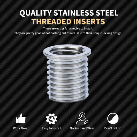 M12X1.75 Thread Repair Kit With Stainless Steel Inserts Drill Tap Counterbore And Install Driver 10 Pcs M12 Thread Inserts For Damaged Threads Pro Grade Heavy Duty DIY Tool Set In Custom EVA Box - Stainless Steel Insert