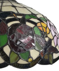 Close-up of Tiffany Style Hanging Pendant Lamp With Stained Glass White Hummingbird Pattern Two Light Fixture for bedroom
