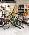 Three Bike Floor Stand For Garage And Indoor And Outdoor Use Space Saving Bike Rack That Mounts To Floor Fits 22 To 28 Inch Wheels