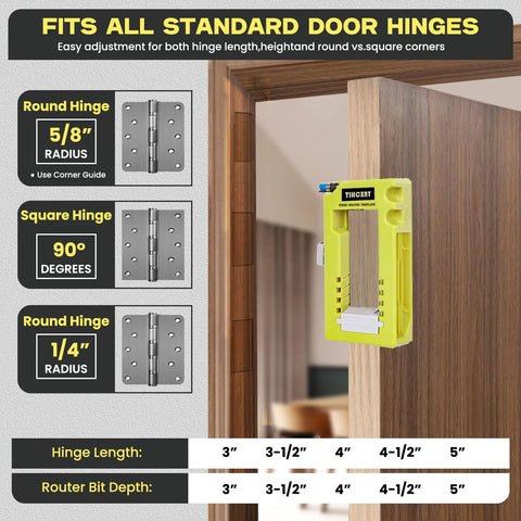 Door Hinge Router Template Kit With Clamps And Mortise Jig For Quick Ninety Degree Hinge Mounting on door frame