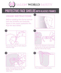 Installation instructions for Pack Of 4 Pink Frame Face Shields With Ultra Clear Full Face Protection, Anti Fog PET Plastic Goggles.