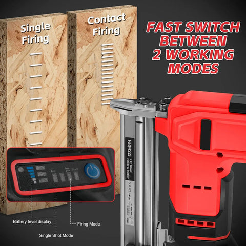 Pro Grade Cordless Brad Nailer Driven By A Badass Brushless Motor And Built Hella Tough Delivers Dead Straight Shots showing firing modes