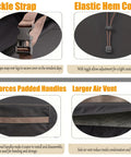Buckles, handles, and vents of Heavy Duty Round Patio Table And Chair Cover 84 Inch Diameter 28 Inch High Waterproof UV Resistant Dark Grey